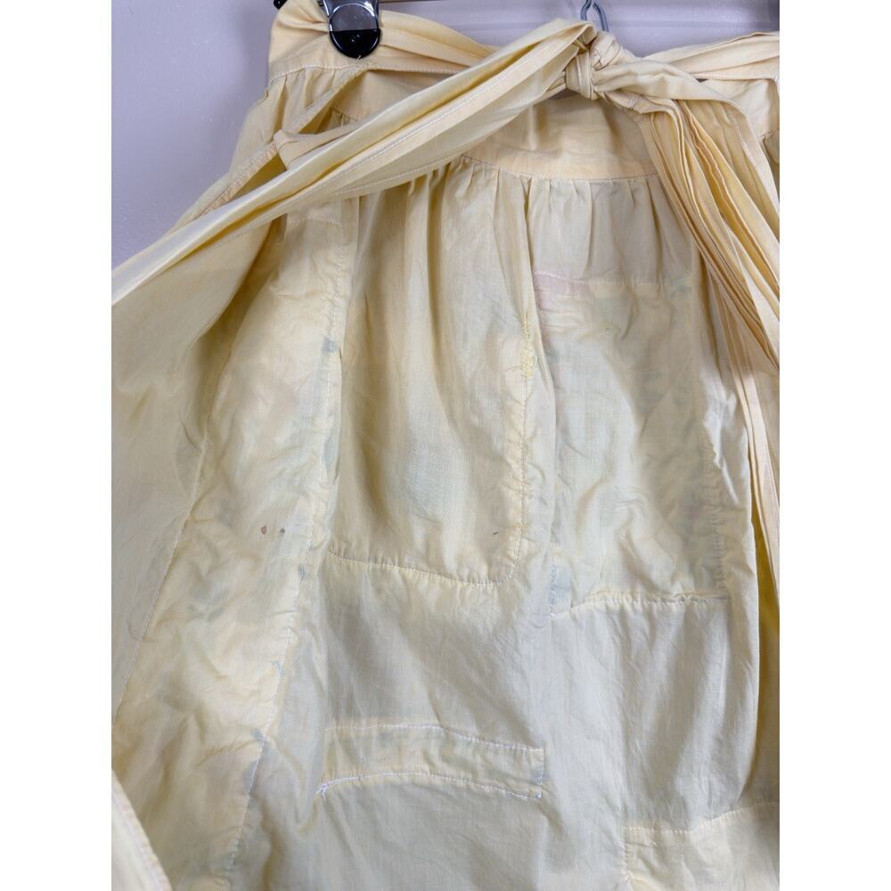 Vintage Yellow Half Apron with Flower Embroidered Pocket & Patchwork, Granny - Picture 10 of 12